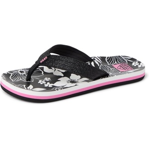 image:imageREEF Girls Kids Ahi Beach Flip Flop Soft Cushion Footbed Water FriendlyPinkBlack Floral