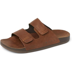 image:imageREEF Ojai Two Bar Womens Fashion Slide Sandal Premium Leather Soft Cushion FootbedDark Brown